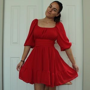 Small Red Flowy Dress